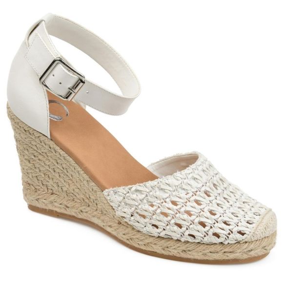 JOURNEE COLLECTION White Sierra Espadrille Wedge Sandal Size 9 - Picture 2 of 10